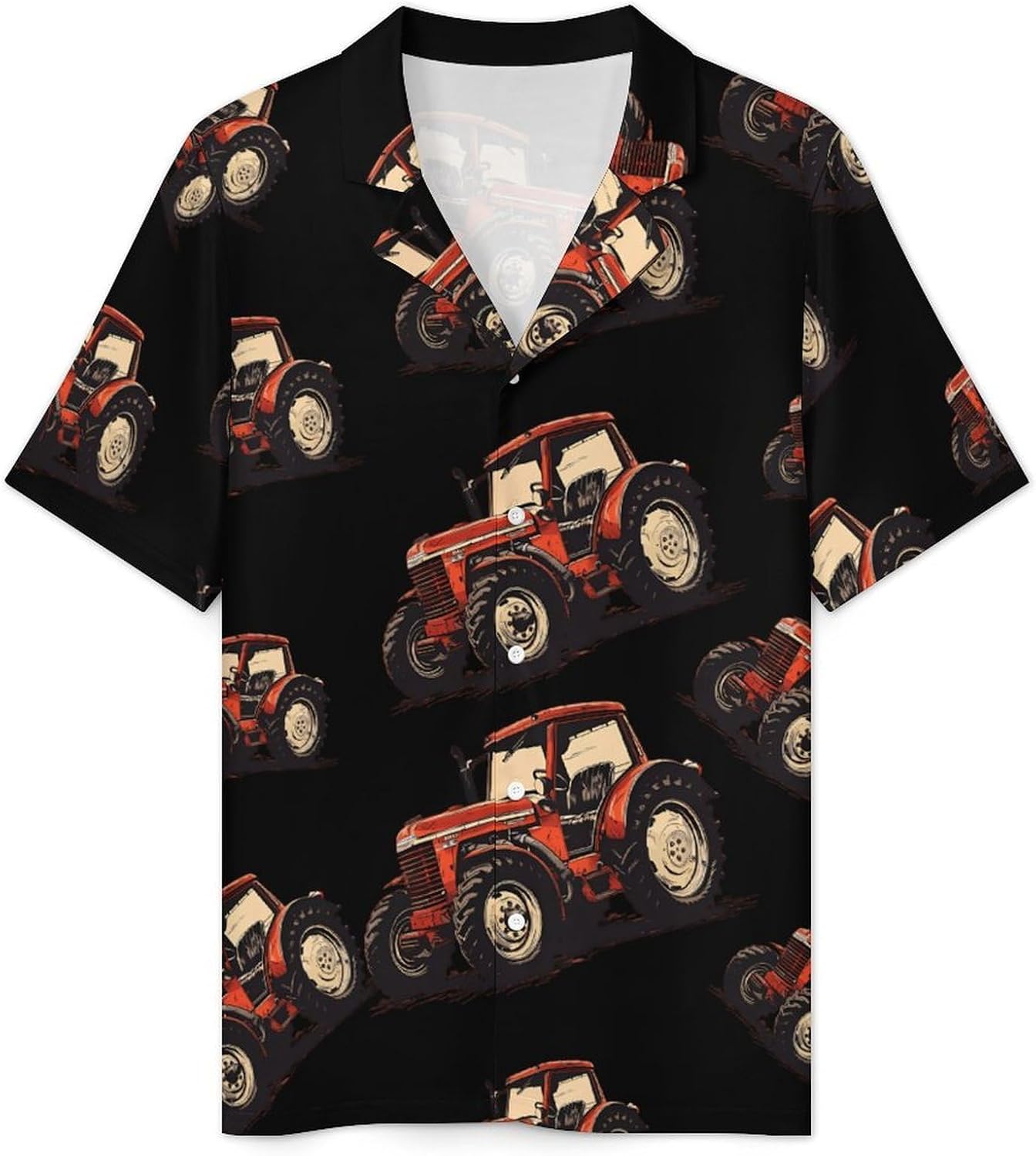 Farm Tractor 1 Men's Short Sleeve Pajama Set Satin Silk Like Lounge Sleepwear