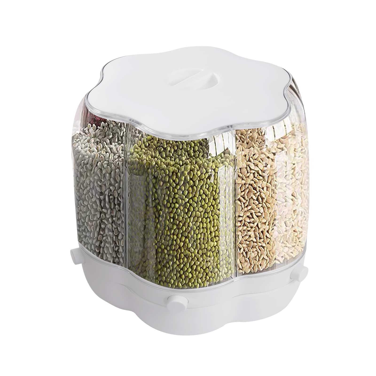 Dispensador Muesli 8kg 360 ° rotación tarros de almacenamiento conjunto dispensador de alimentos dispensador de cereales contenedor de cereales blanco