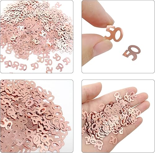 Miniatura 4 de Honbay 4 bolsas de 50 bolsas de confeti de mesa con purpurina dorada con el número 50 de papel de aluminio metálico, decoraciones de feliz