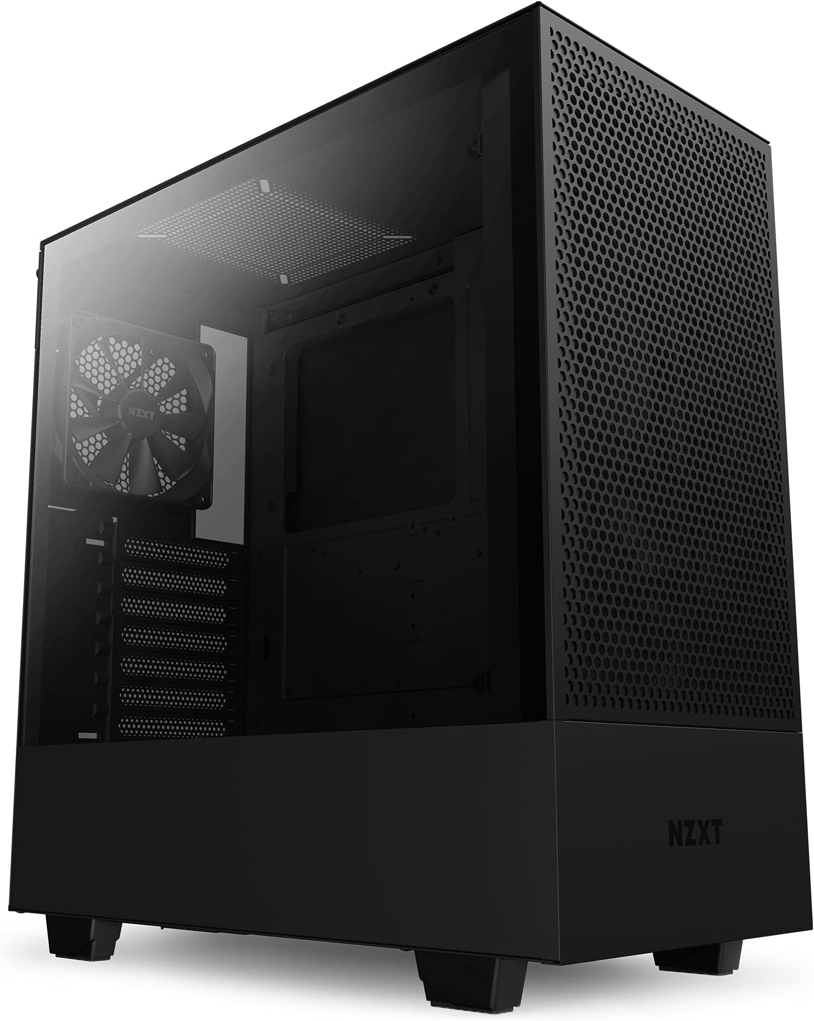 NZXT H510 Flow - CA-H52FB-01 Compact ATX Mid-Tower PC Gaming Case Perforated Front Panel Tempered Glass Side Cable Management System Water-Cooling Ready Black