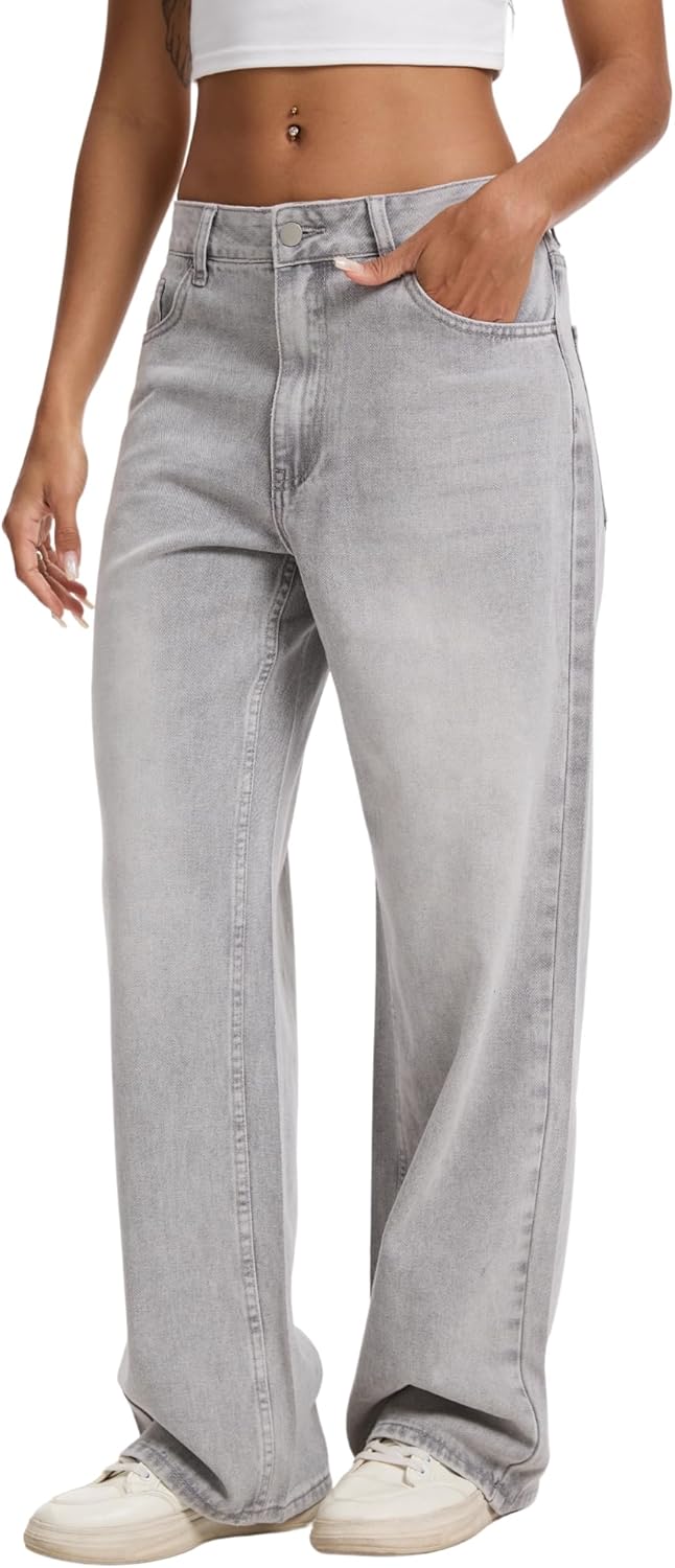 Straight Leg Jeans for Women Casual Washed Vintage Loose Fit Boyfriend Jeans Denim Pants - Image 6
