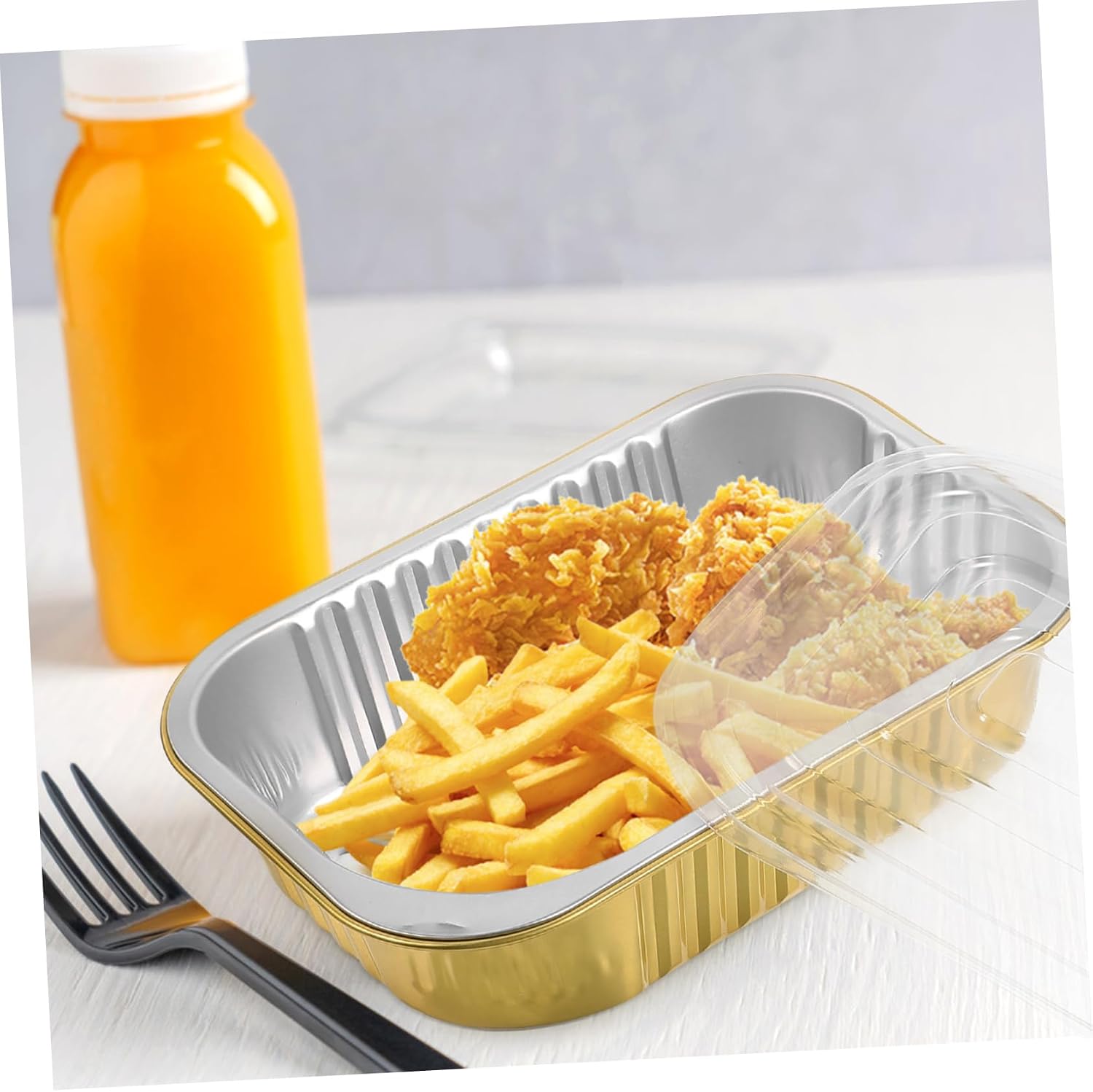 Mikinona Aluminum Foil Take out Box Set, 475ml, 10 Pack Disposable