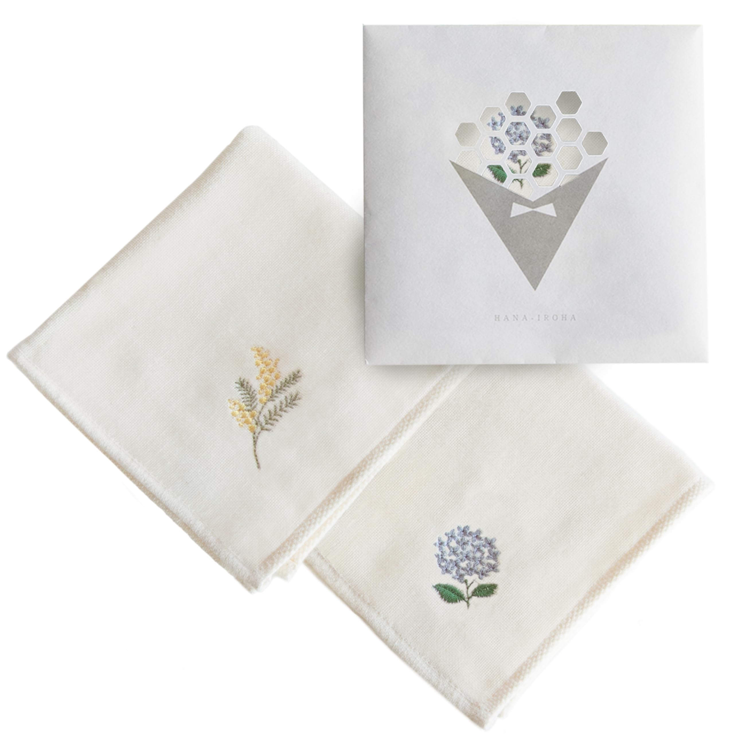 Imabari Towel Hanairoha Handkerchief Set Mimosa & Hydrangea Cotton Gauze