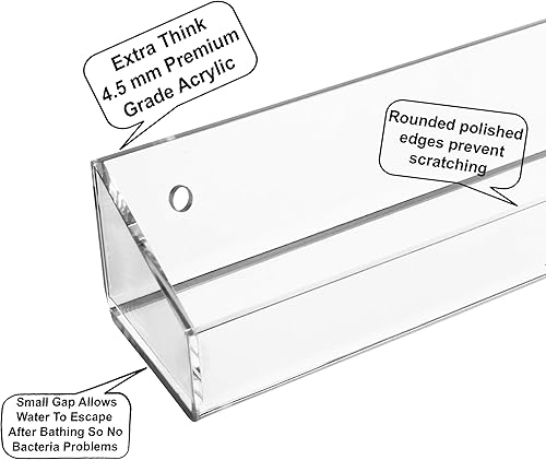 Miniatura 3 de AMT - Paquete de 4 estantes flotantes de acrílico, 15 pulgadas de largo x 4.8 pulgadas de ancho, estante de pared de baño transparente, estanterías,