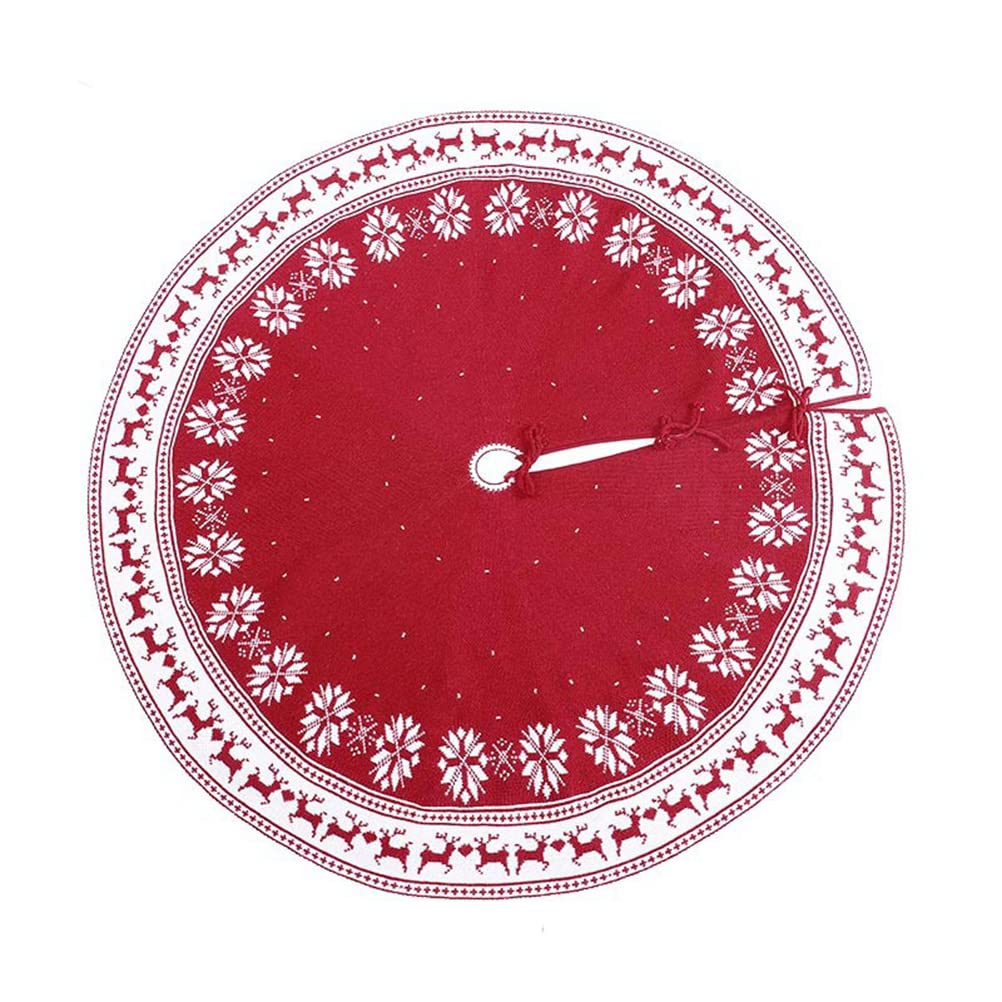 Christmas Tree Skirt 35"/90cm, Christmas Tree Base Cover with Snowflakes Reindeer for Santa Claus Christmas Holiday Party Xmas Tree Decorations