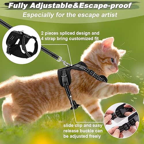 Miniatura 3 de Supet Juego de arnés y correa para gatos pequeños a grandes, arnés ajustable para gatos con ribete reflectante, correa universal para gatos y