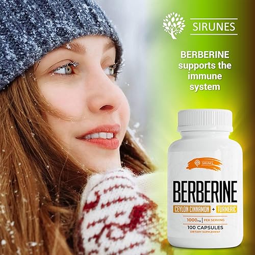 Miniatura 2 de SIRUNES Berberine100 Cápsulas Ceilán Canela y Cúrcuma - Suplemento dietético Berberina HCL para hombres y mujeres - Berberina sin OMG, refuerzo del