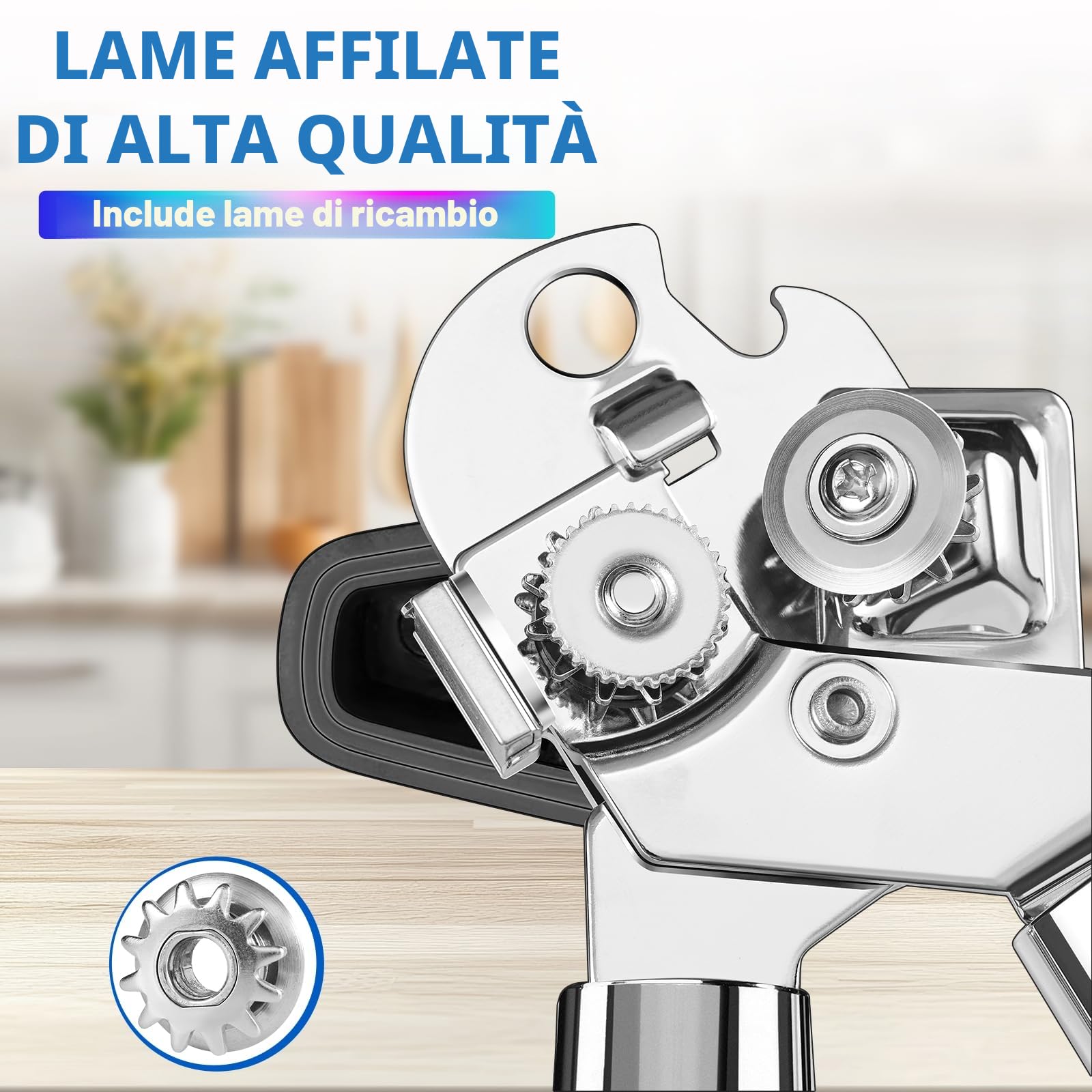 Apriscatole Manuale Professionale Acciaio Inossidabile Magnetico Solleva-Coperchio Impugnatura Ergonomica