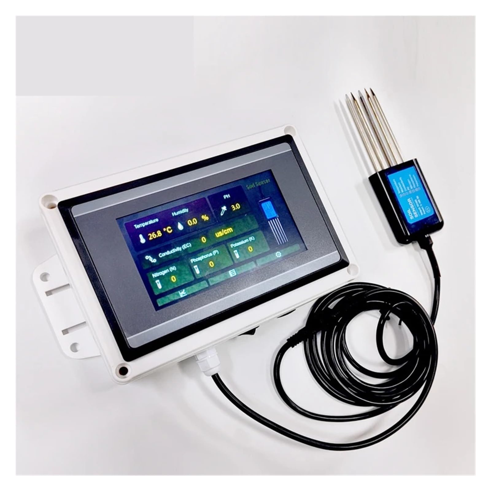 Medidor De Humedad Sensor 7 En 1 De Humedad Del Suelo, Temperatura, Humedad, EC, PH, NPK, Medidor Rápido De Prueba De Suelo