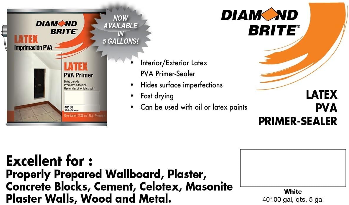 Diamond Brite Paint 40100 1-Gallon Interior/Exterior Latex PVA Primer Sealer