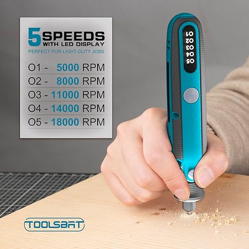 Miniatura 2 de TOOLSBAT Kit de herramientas rotativas inalámbricas  Herramientas rotativas eléctricas de 5 velocidades con 84 accesorios, herramienta rotativa de