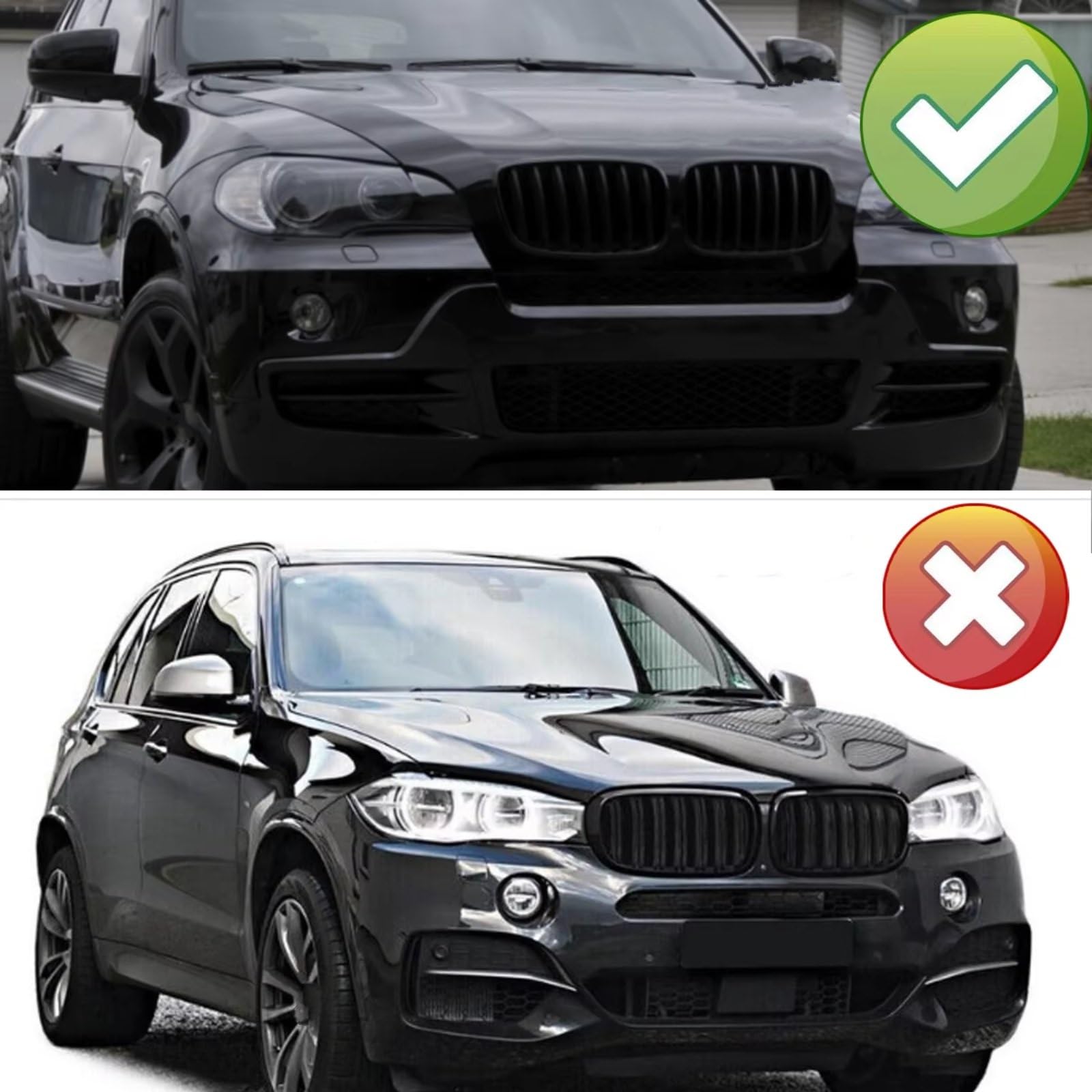 Griglia Anteriore Per Per X5 E70 X6 E71 | Griglia paraurti anteriore a stecca singola Kideny Racing Griglie 51137157687 51137157688 Griglia Anteriore Doppio