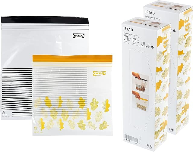 IKEA 50 resealable bags (ISTAD) - GREY - ziplock - food freezer sandwich bags - 25 x 1.2L + 25 x 2.5L …