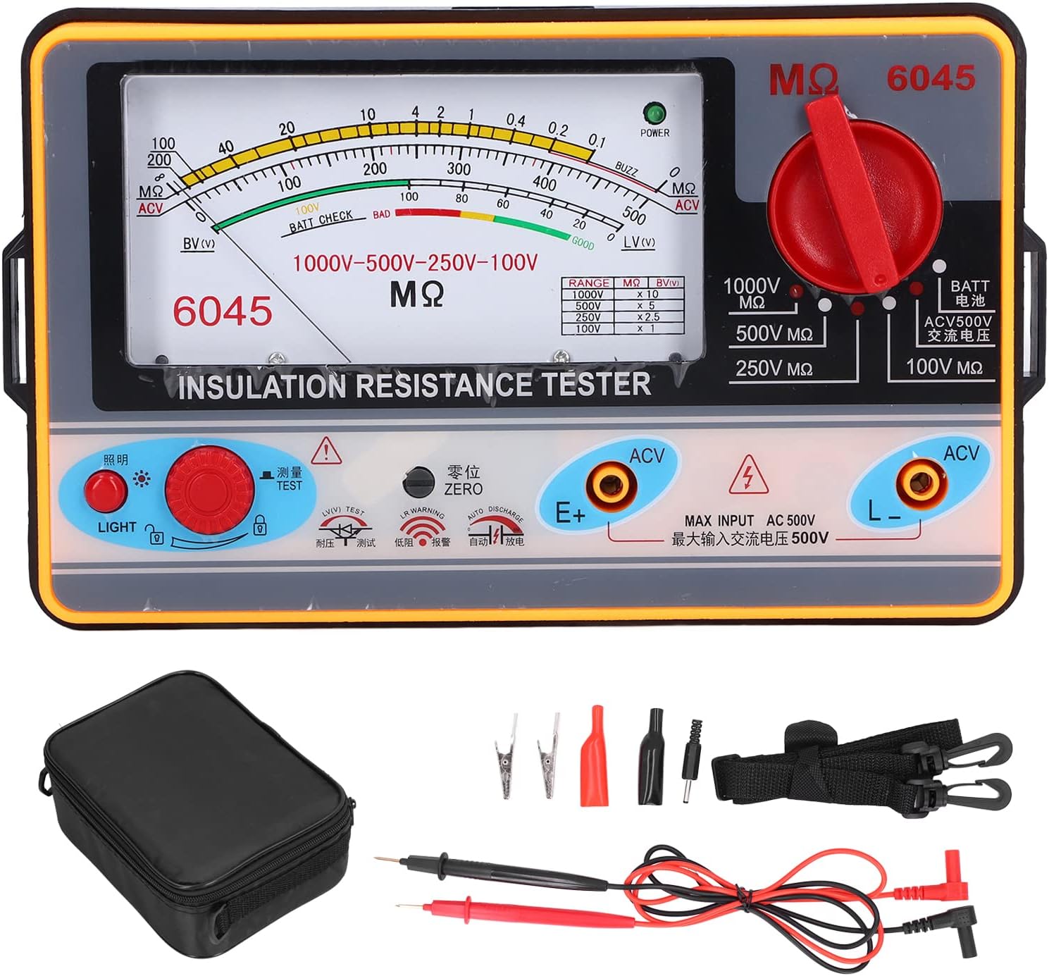 Testeur D’isolation Numérique BM500A – Mégohmmètre Portable, Affichage Digital