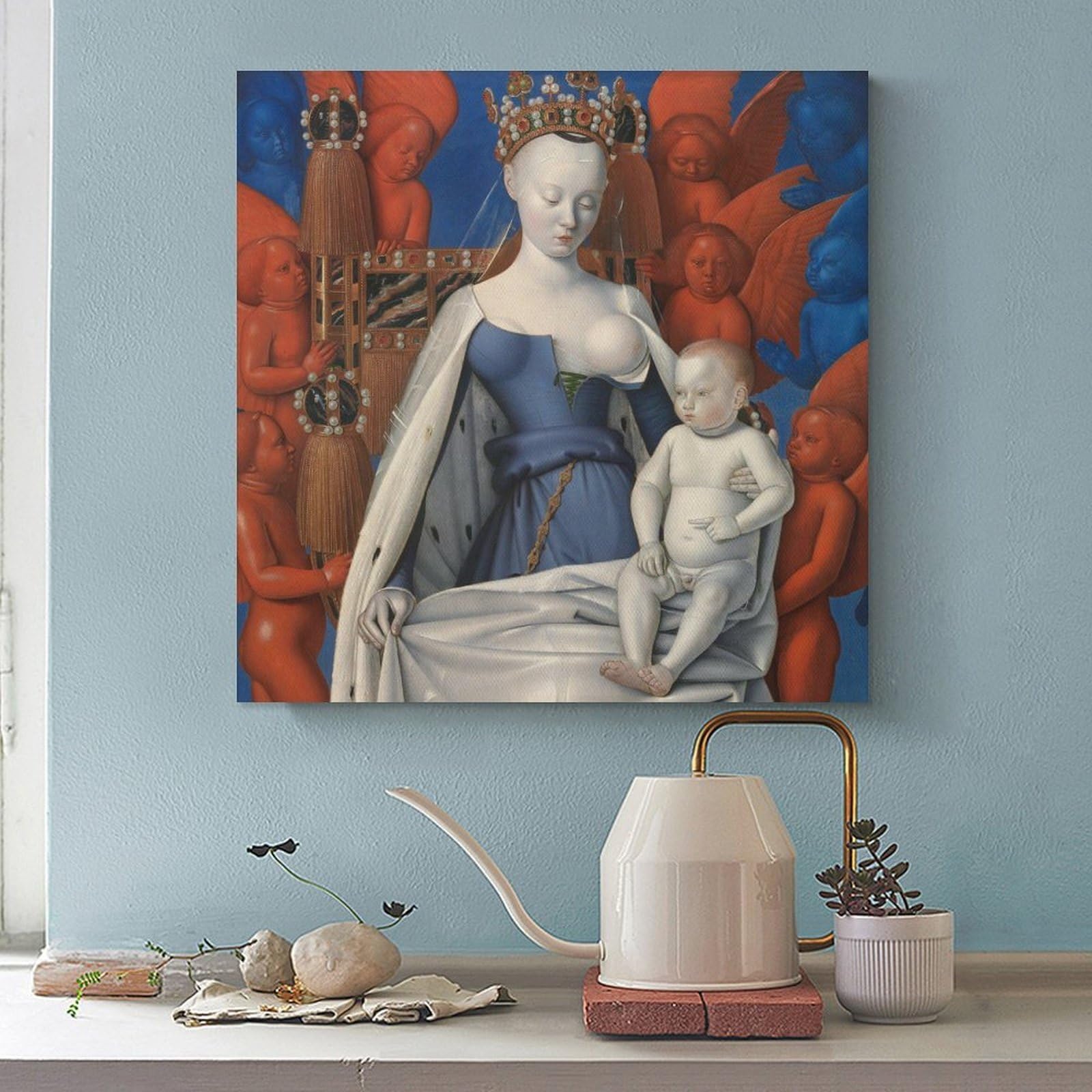 ANFOTCM Jean Fouquet, Madonna rodeada de serafines y querubines, póster impreso para habitación de adolescentes y niños, lienzo de 70 x 70 cm