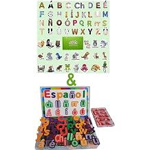 Spanish Magnetic Letters and Animals, Fridge Magnets for Toddlers, Animales y Abecedario para Ninos en Espanol