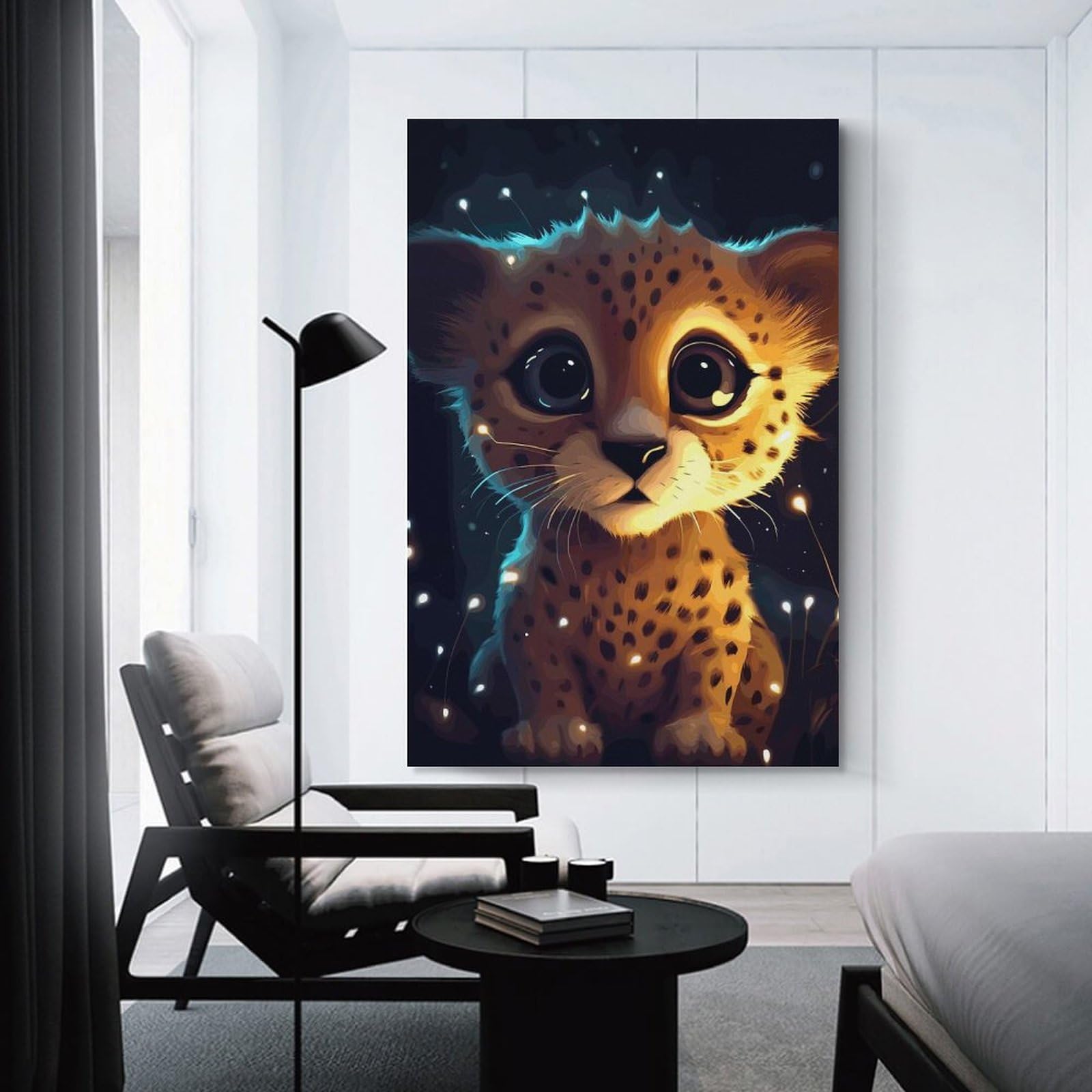 Junmoney Wall Picture Print Cute Cheetah Cub, 20x30inch(50x75cm), for Entryway, Lounge Links Or Small Walls, Home Artwork for First Impressions