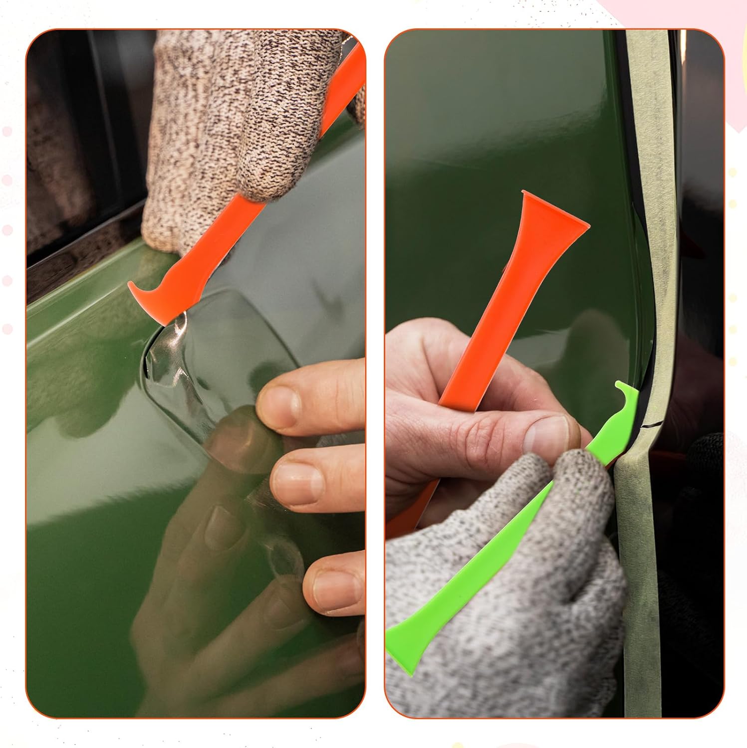 6PCS Micro Squeegee Curves, Car Vinyl Wrap Tools Set, 3 in 1 Vinyl Car Accessories for Installing Vehicle Wraps and Auto Stickers, Slot Squeegee Tint Tools with Different Hardness