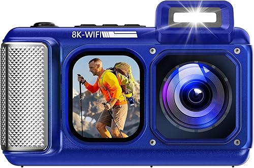 Maxmango V08 Pro 49FT Underwater Camera - 8K 90MP WiFi Waterproof Digital Camera with Touchscreen, Dustproof Shockproof Rugged Camera for Blue,Orange