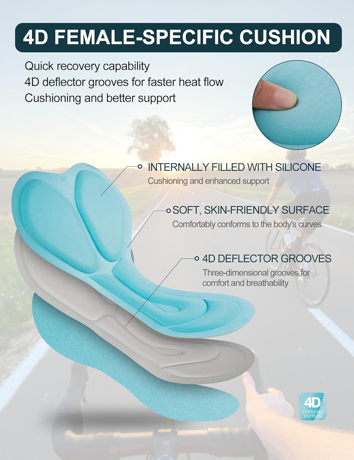 INBIKE Women's Cycling Underwear 4D Padded Bike Shorts for Bicycle Rode Biking Spinning Bike - Image 4