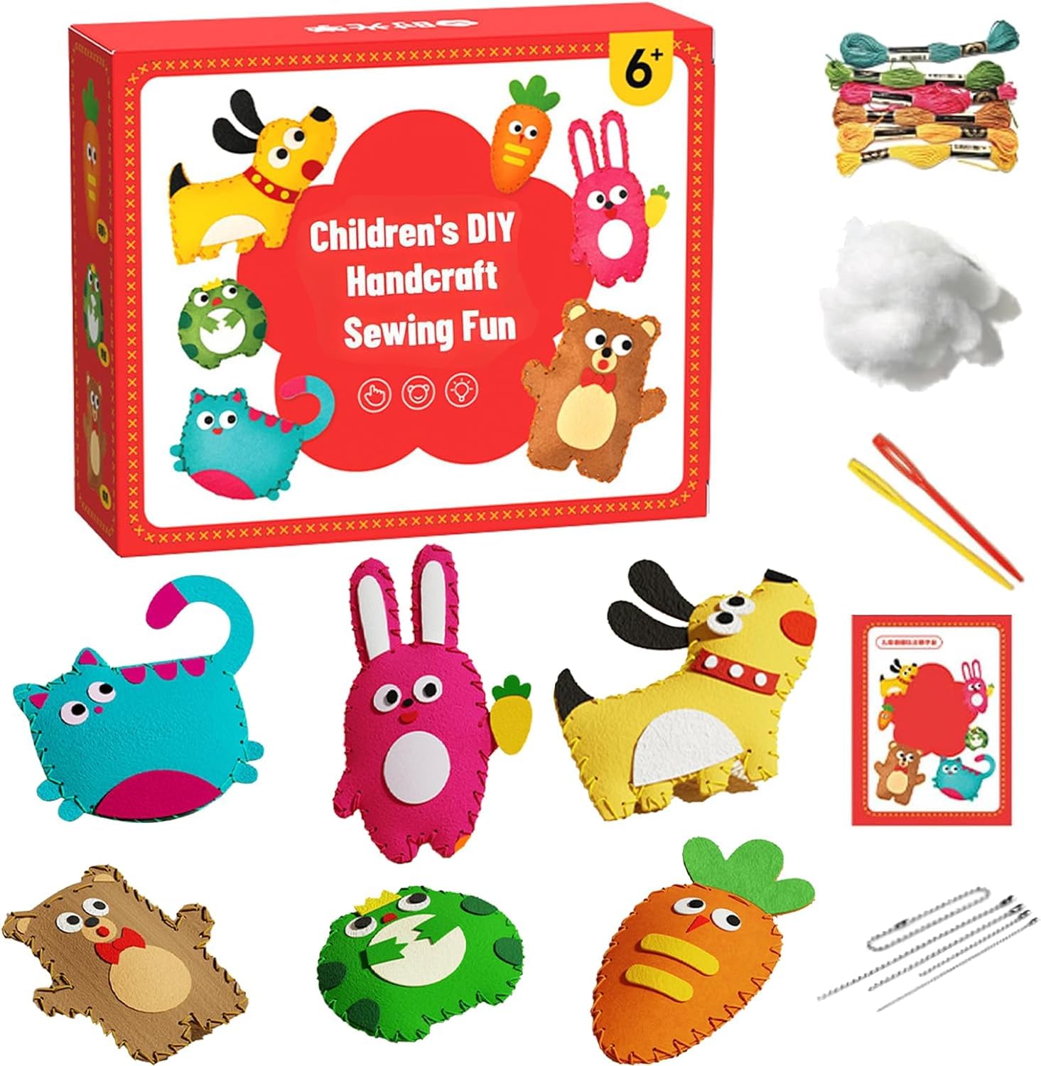 Children DIY Doll Sewing Toys, Children’s DIY Handcraft Sewing Fun Easy Sewing Kit for Kids, Stuffed Animal Sewing Kit, DIY Sewing Felt Plush Animals Sewing Cards for Kids Ages 7-12 (1pcs)