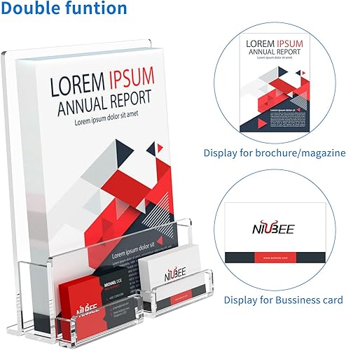 Miniatura 3 de NIUBEE Paquete de 2 soportes acrílicos para folletos de 8.5 x 11 pulgadas, soporte de exhibición transparente para folletos con soporte para