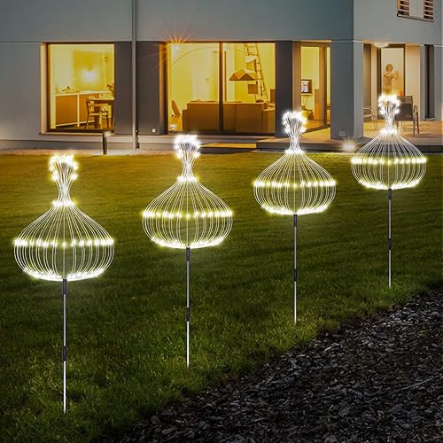 Miniatura 3 de Solar Garden Lights Outdoor, 4 Pack Fireworks Lights Waterproof Solar Lamps 3 Brightness Decorative String Lights 8 Modes with Remote DIY Fairy