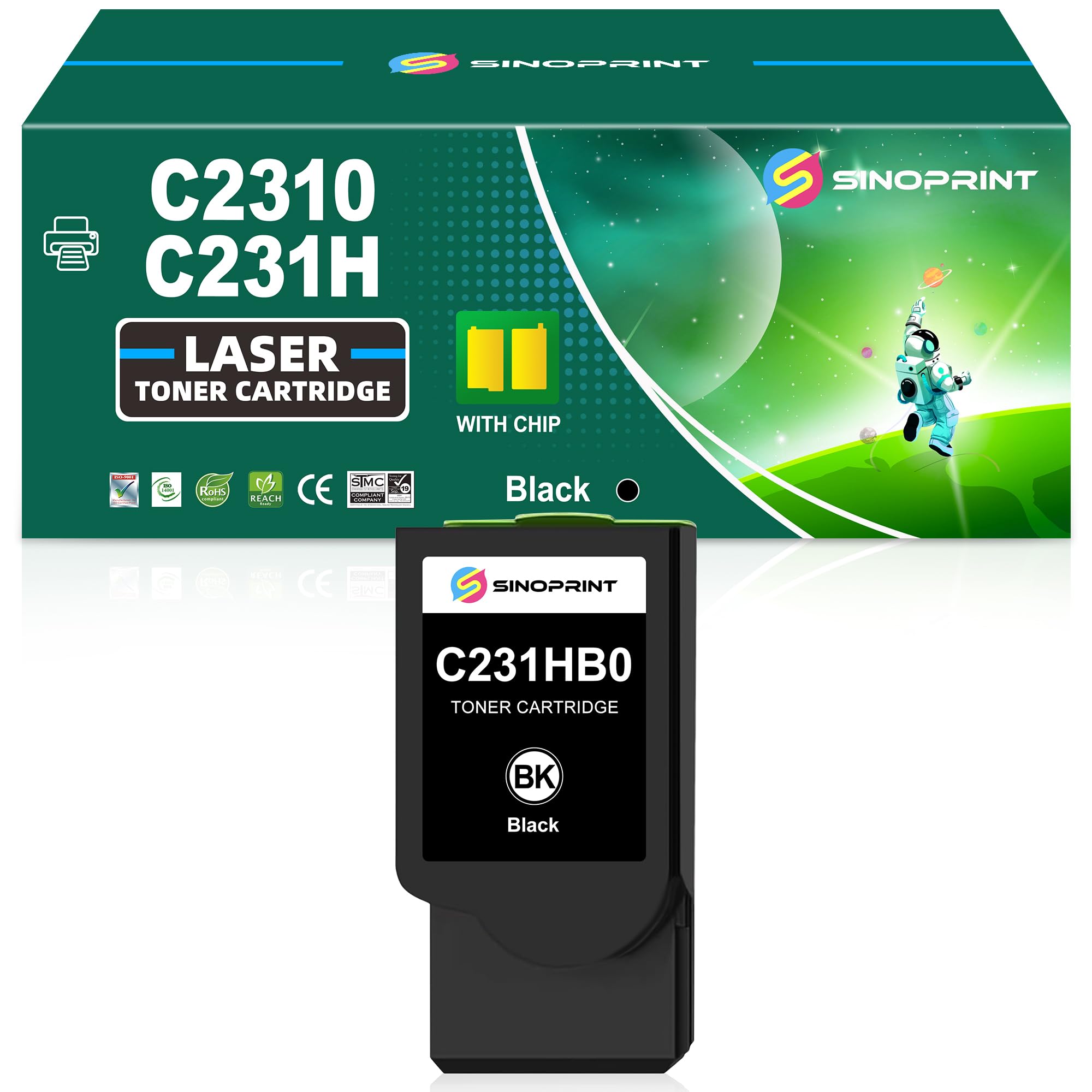 SINOPRINT Remanufactured C231HK0 Black Toner Cartridge Replacement for Lexmark C2325dw C2325 MC2325adw C2535dw MC2535adwe C2425dw MC2425adw MC2640adwe