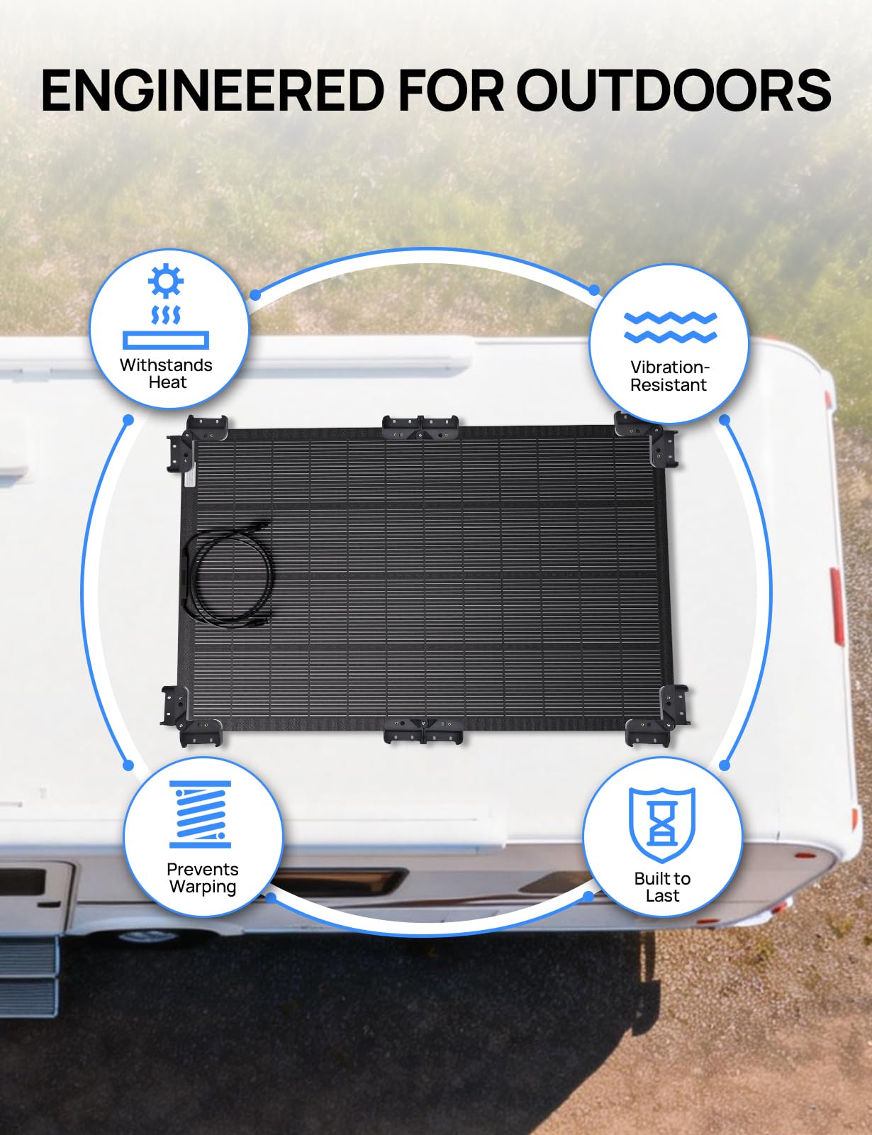 ECO-WORTHY Support Panneau Solaire avec Construction de Refroidissement Suspendue, Installation Rapide, Compatible avec Les modules flexibles et en Verre de Moins de 200 W, Convient pour le Camping