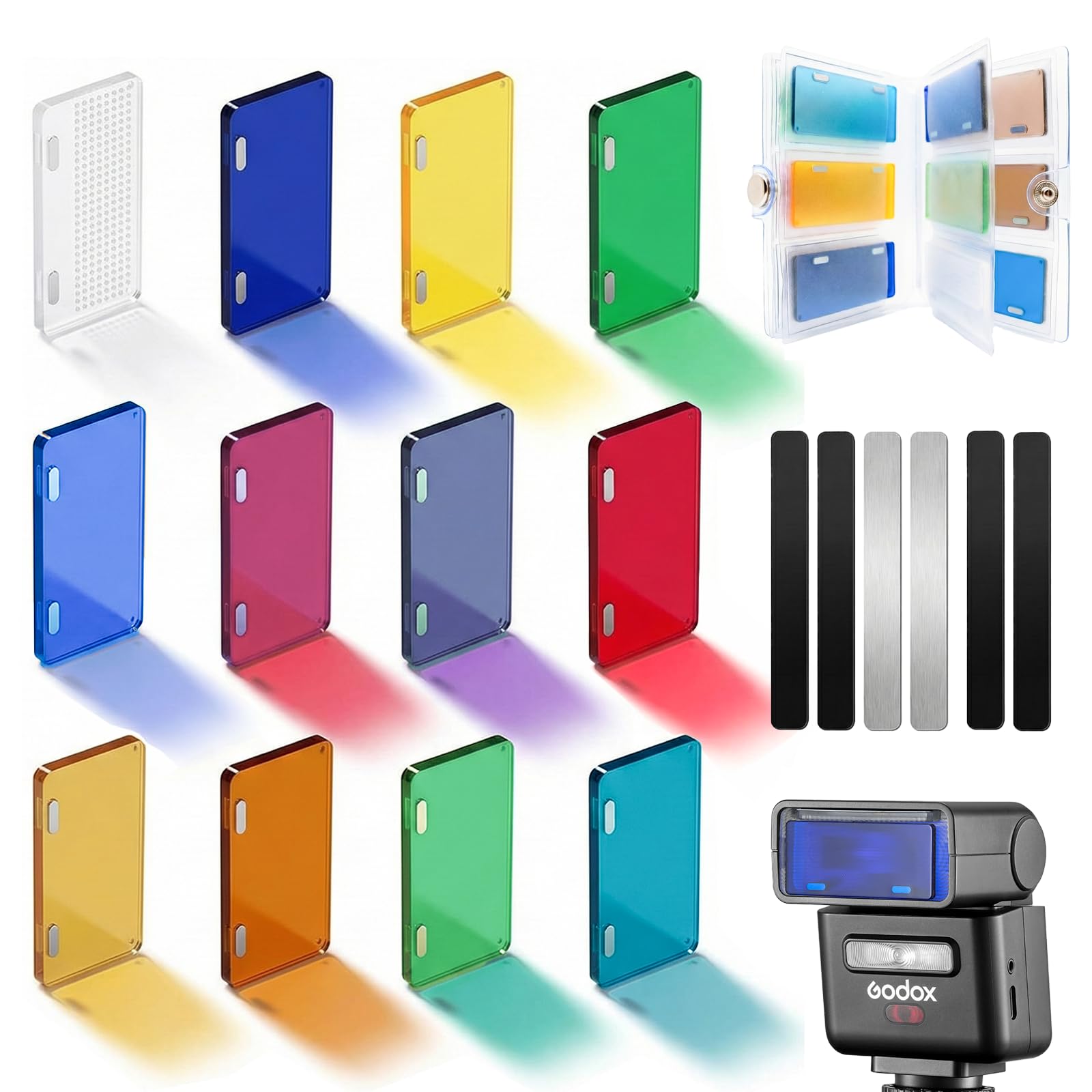 Godox MA02 Magnetic Accessory Kit - Compatible with Godox IT32 IT30Pro IM30 Flash | Flash Magnetic Color Filter Set with Transparent Storage Case