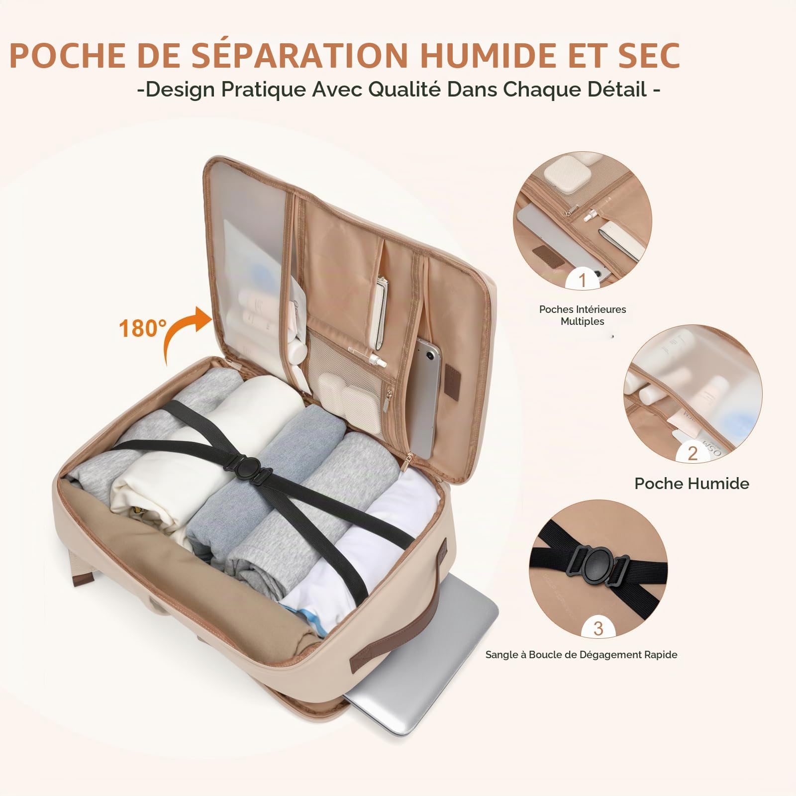 GOLF SUPAGS Sac à Dos élégant Pour Ordinateur Portable Pour Femme, Approuvé Par Les Compagnies Aériennes, Voyage, Travail, école, Sac à Dos Décontracté Pour Ordinateur Portable de 17,3 Pouces