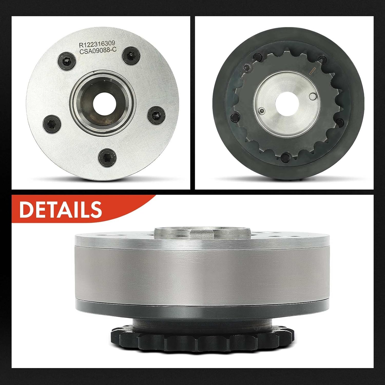 A-Premium Intake Camshaft Phaser Adjuster Actuator Compatible with Audi A3 2005-2008, A4 2005-2008, TT 2007-2010, TT Quattro & Volkswagen Jetta, Eos, GTI, Passat, Replace# 06F109088, 06F109088J