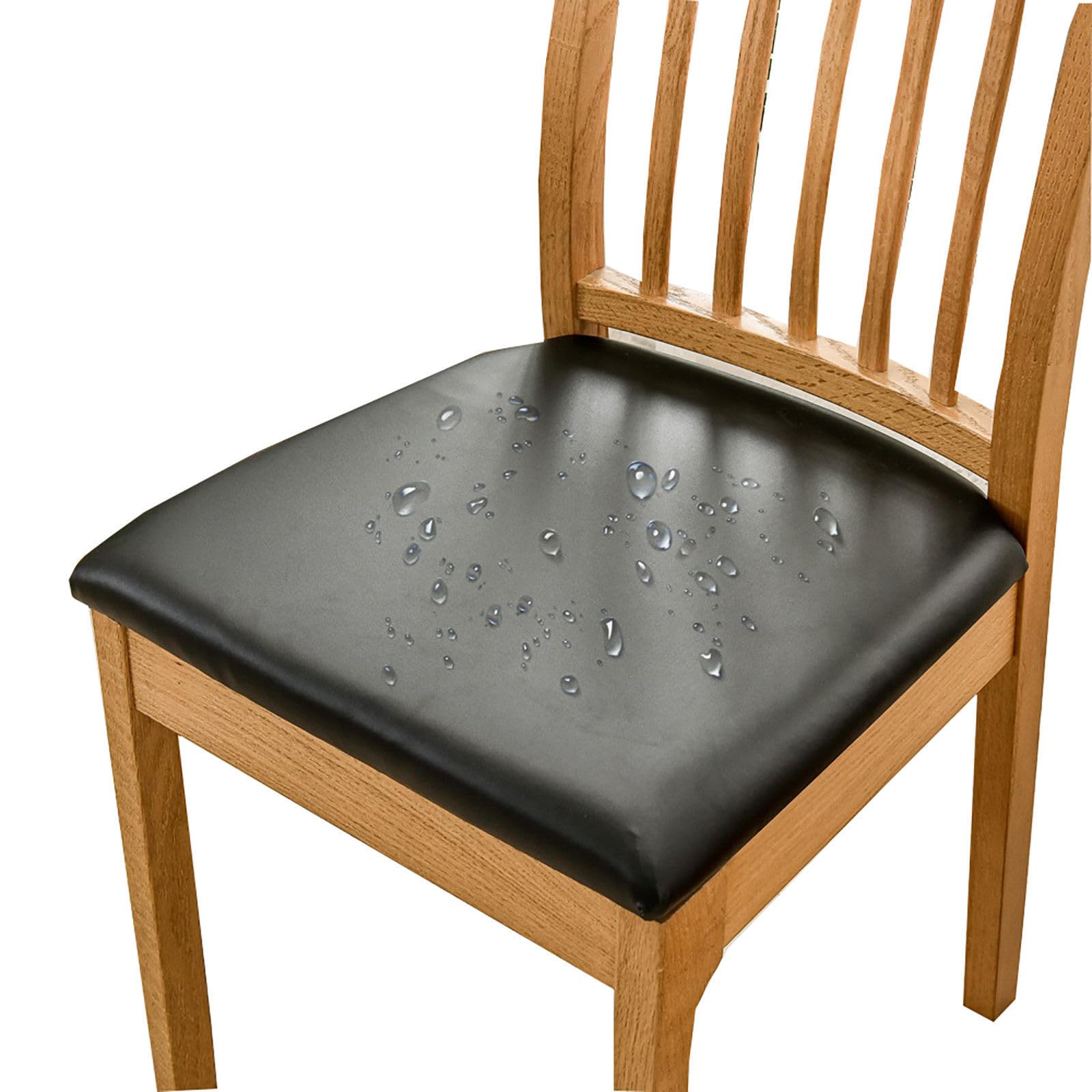 HOMECOVER Dining Chair Seat Covers Set Of 4 Waterproof Seat Slipcover, PU Leather Dining Chair Slipcovers Removable Stretch Dining Chair Seat Covers For Dining Chairs-set of 4-black โ image 1