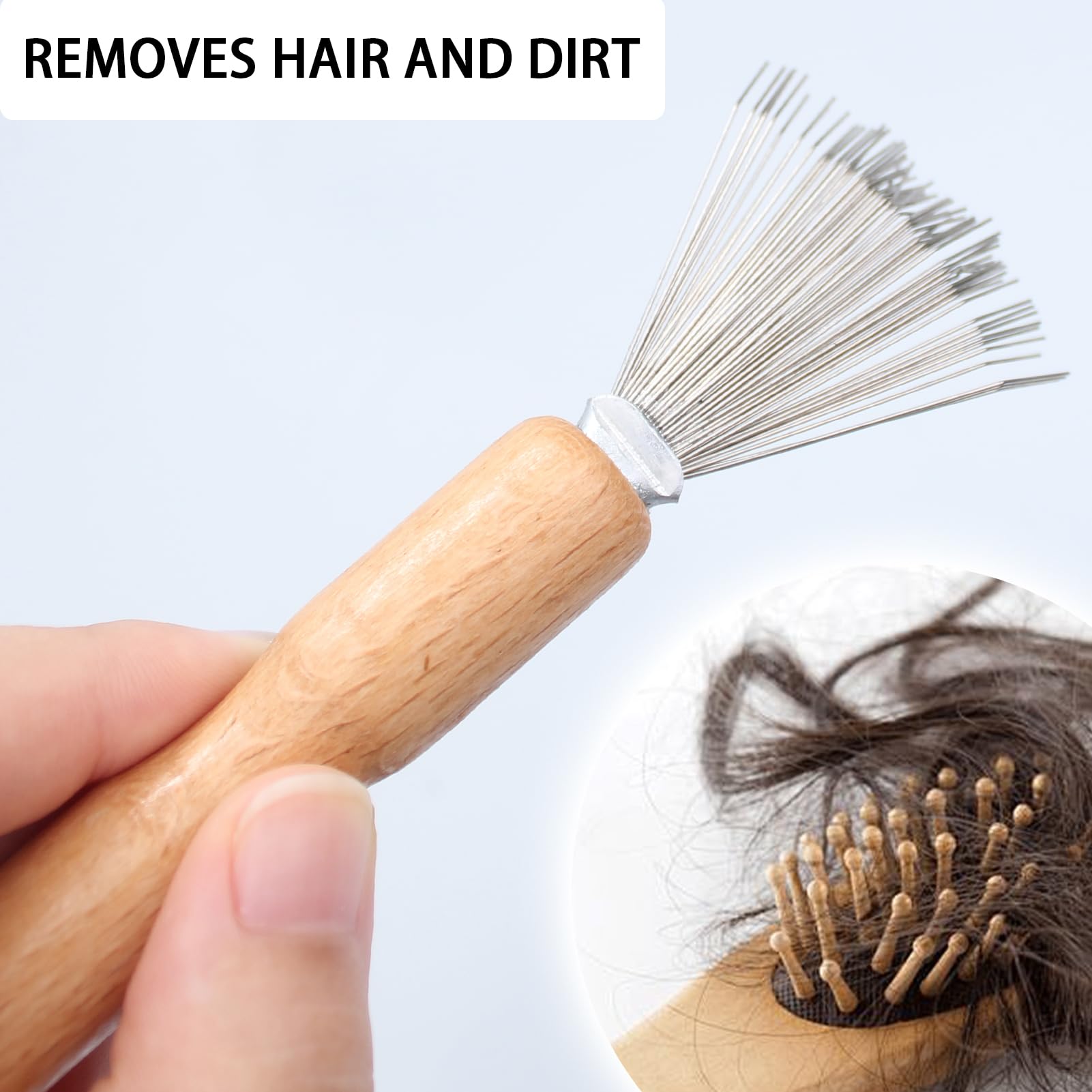 1 Pezzi Spazzole per Capelli Strumento Pettine di Pulizia Rastrello con Manico in Legno, Strumento, Pulizia dei Capelli per Capelli e la Pulizia di Spazzole da Barba, Strumento Artigianale