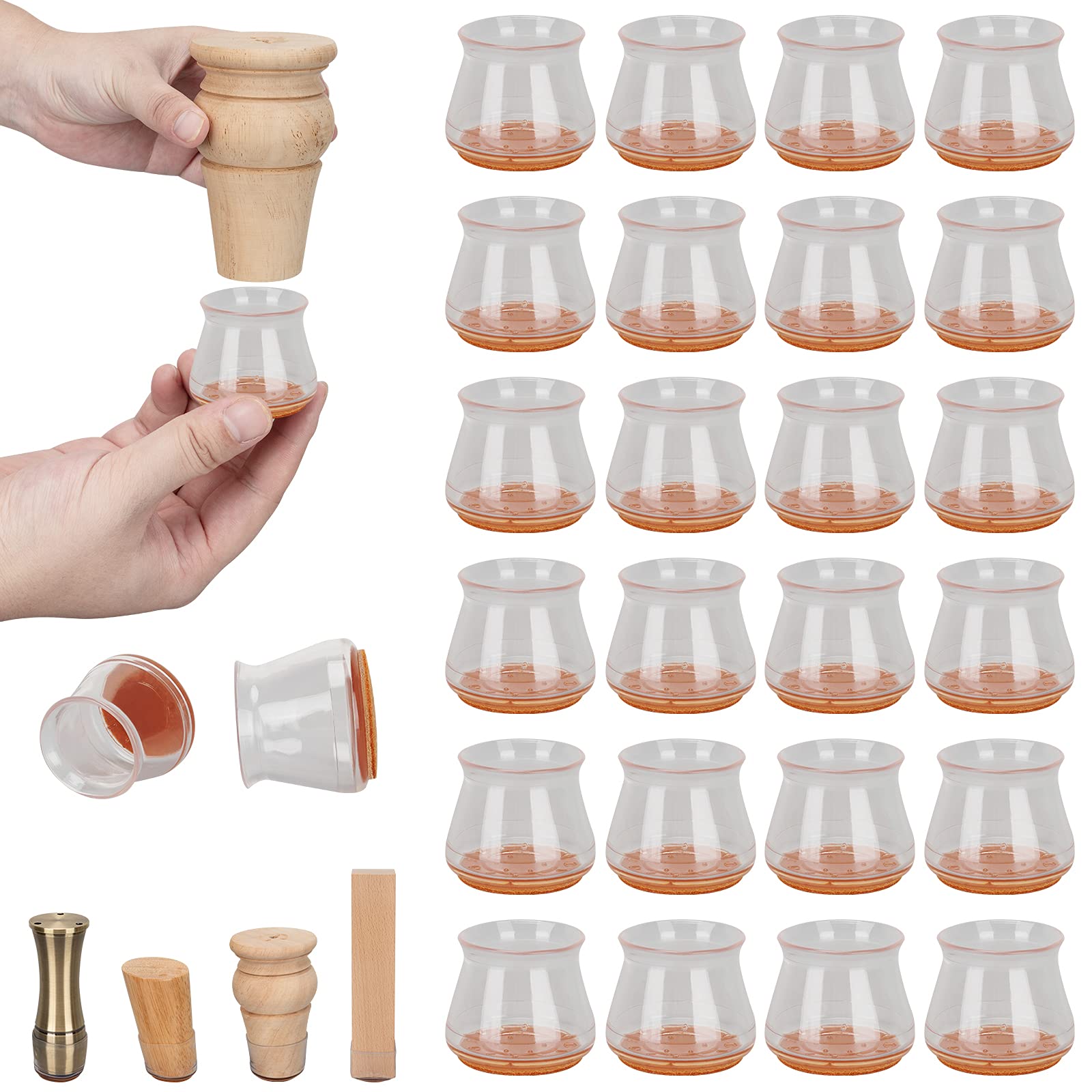 Chair Leg Floor Protectors,24Pcs Furniture Feet Pads with Felt Bottom for Hardwood Floors, Easy Change Table Leg Caps,Moving Furniture Quietly and Prevent Floor Scratches