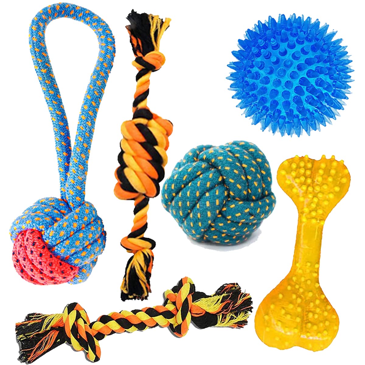 YOUHAVEDEAL 6 Toys for Puppies & Dogs Toys LED Ball Toy | Rope Ball Toy | Rope 2 Knot Gum Cleaner Toy | Tug of War Dog Toy | Rubber Dog Chew Bone | Handle Ball Rope Toy - Colour May Vary (B09HXYSCP4) Amazon Price History, Amazon Price Tracker