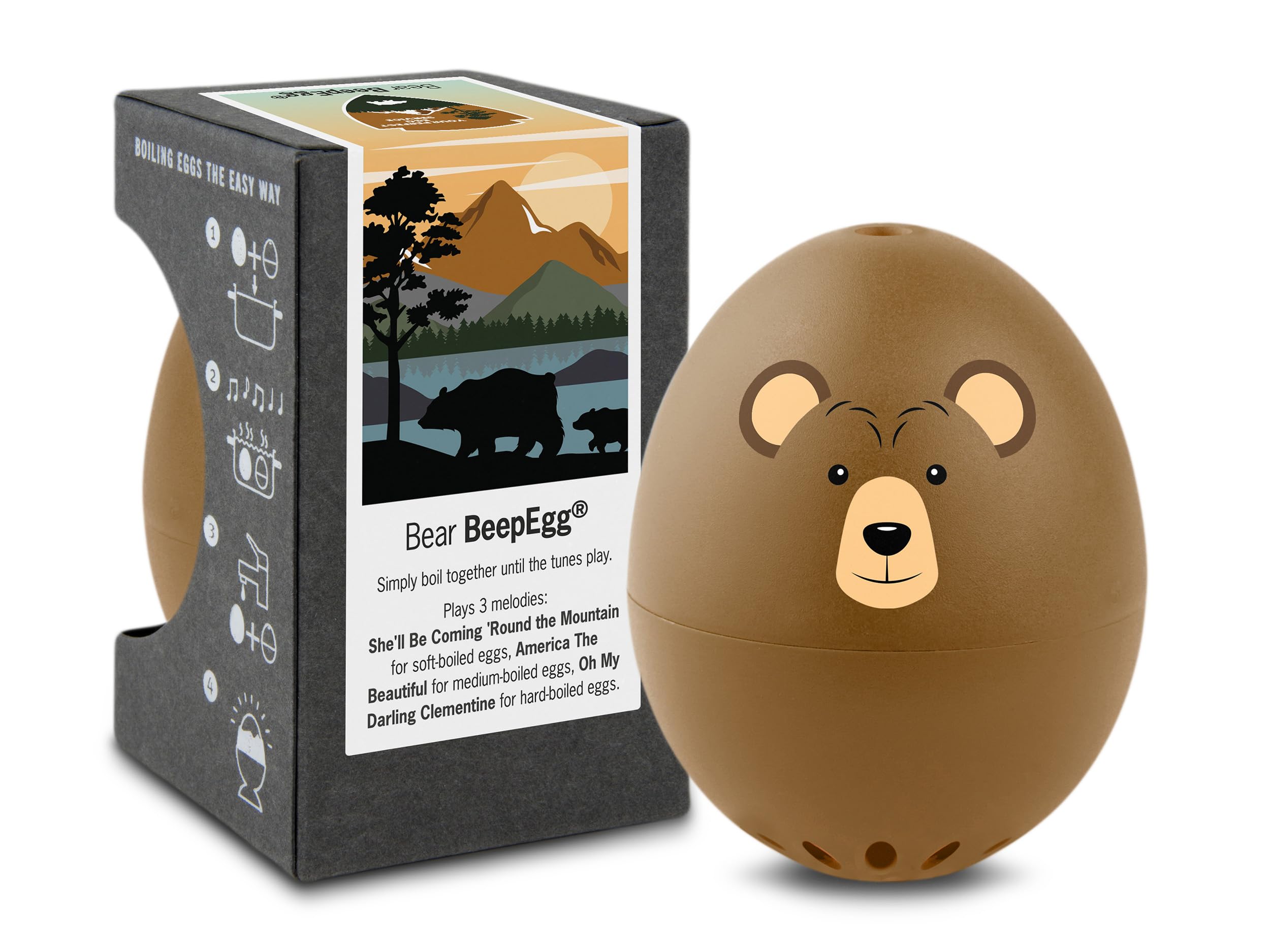 Brainstream Brown Bear Beepegg – Egg Timer For Boiling Eggs – Musical Egg Cooker For Soft, Medium, Hard Boiled Eggs – Food Safe – Singing Floating Egg Timer – Egg Cooker For 3 Levels Of Doneness