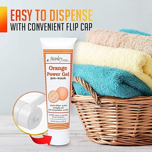Miniatura 6 de Stanley Home Products Orange Power Gel Pre Wash - Quitamanchas de lavandería - Tratamiento de manchas difíciles funciona inmediatamente limpia y