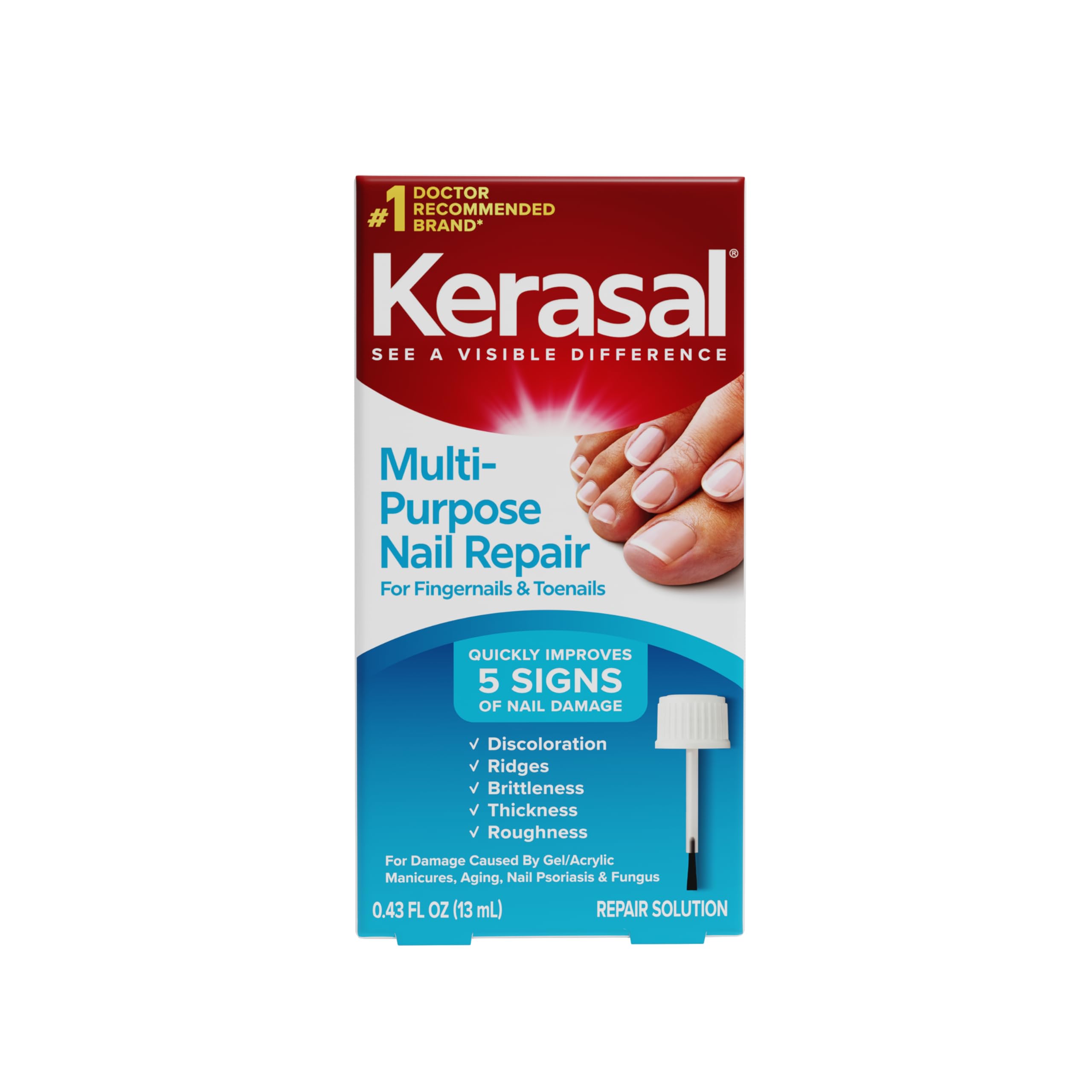 Kerasal Multi-Purpose Nail Repair, Nail Solution for Discolored and Damaged Nails, 0.43 fl oz