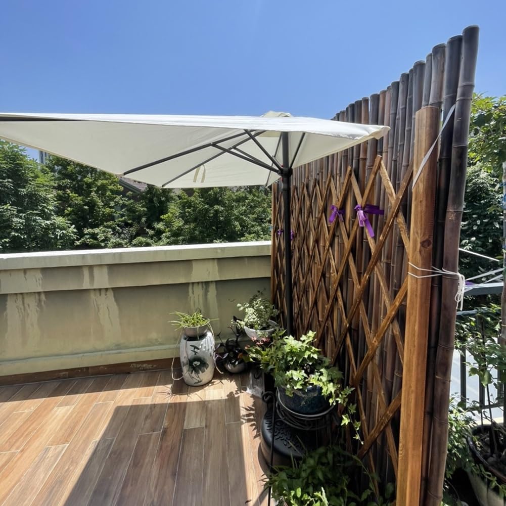 Parasol Ogrodowy z Regulacją Wysokości i 5 Żeber do Montażu na Tarasie, Ścianie Balkonowej, Oknie，Podstawa Nie Jest Dołączona(Beige,200cm/6.5FT)