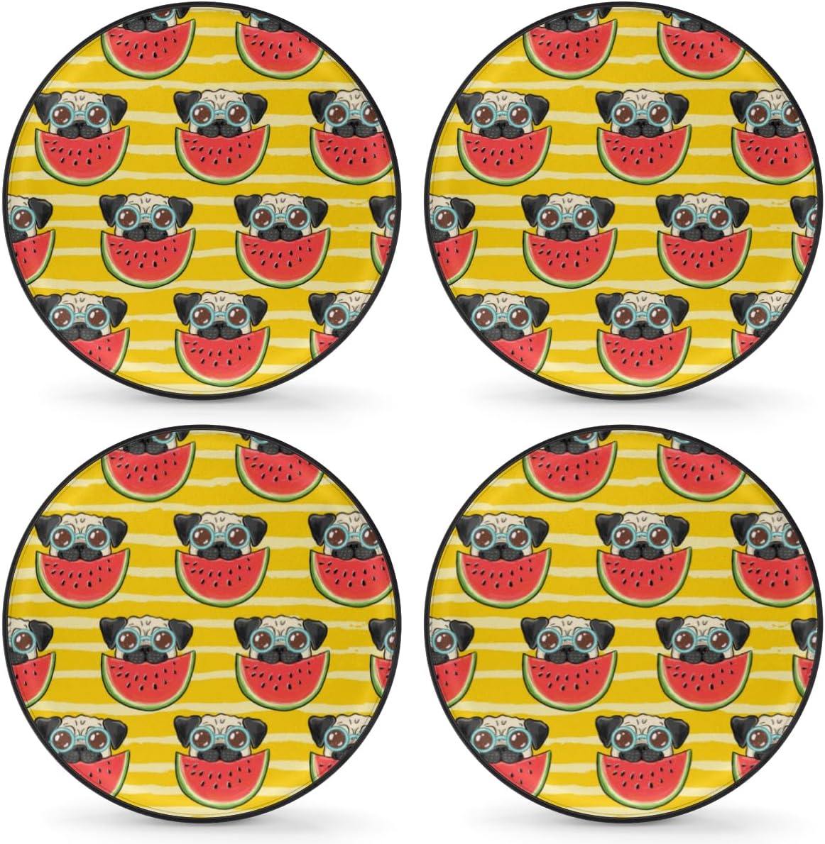 Spectacle Dog Watermelon Tire Covers Portable Spare Tire Cover Soft Durable Waterproof Dustproof Set of 4 Bags 16 Inches for Car Truck SUV Trailer Camper
