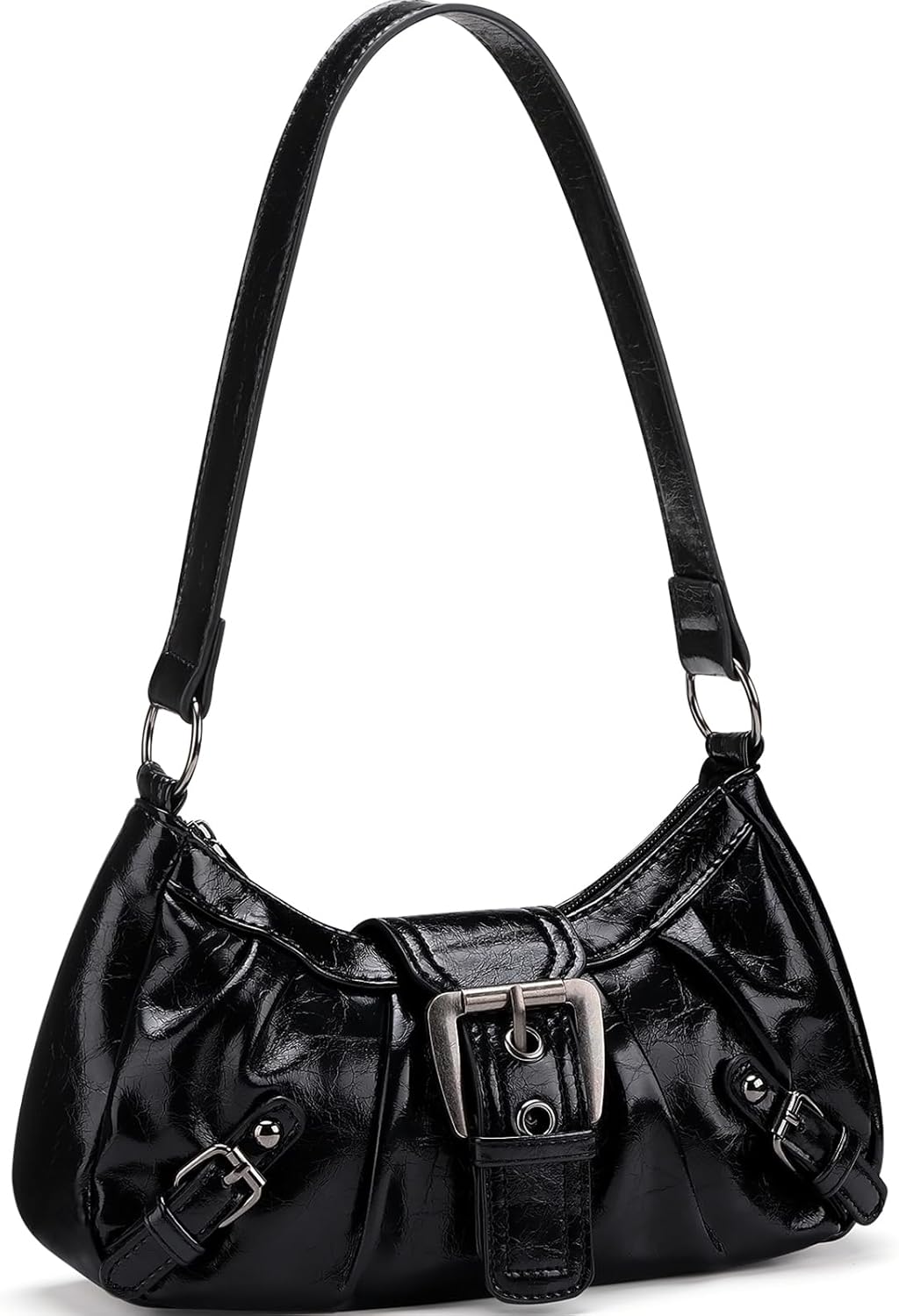 WantGor Women's Shoulder Bag, Clutch Tote Bags Top Handle Purse Zipper Handbag Buckle Punk Purses Trendy Underarm Bag