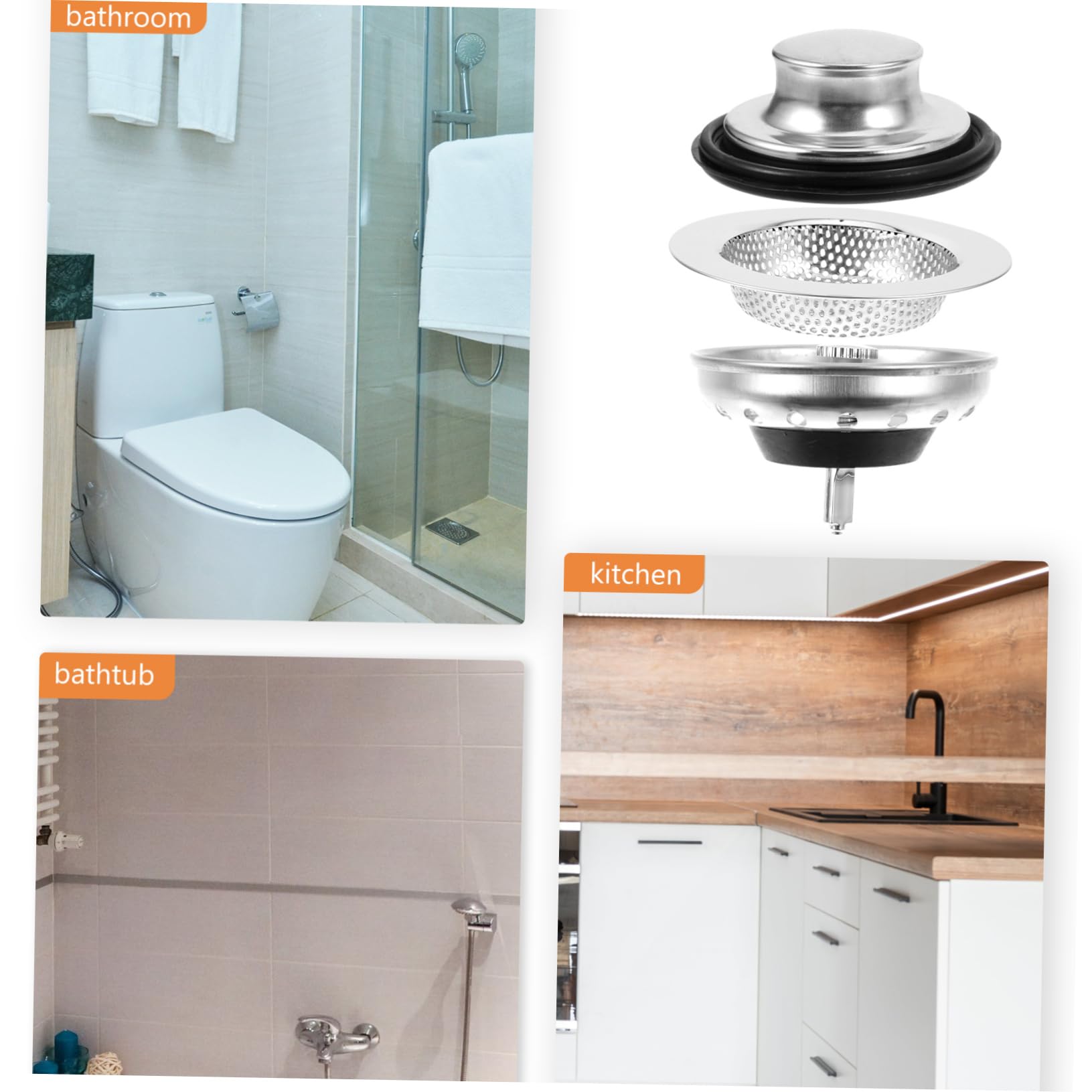 SHINEOFI 5 Juegos Enchufe De Sello De Agua para Lavavajillas Sumideros Colador Escurreplatos Fregadero Filtrar Accesorios Drenar Acero Inoxidable Plata