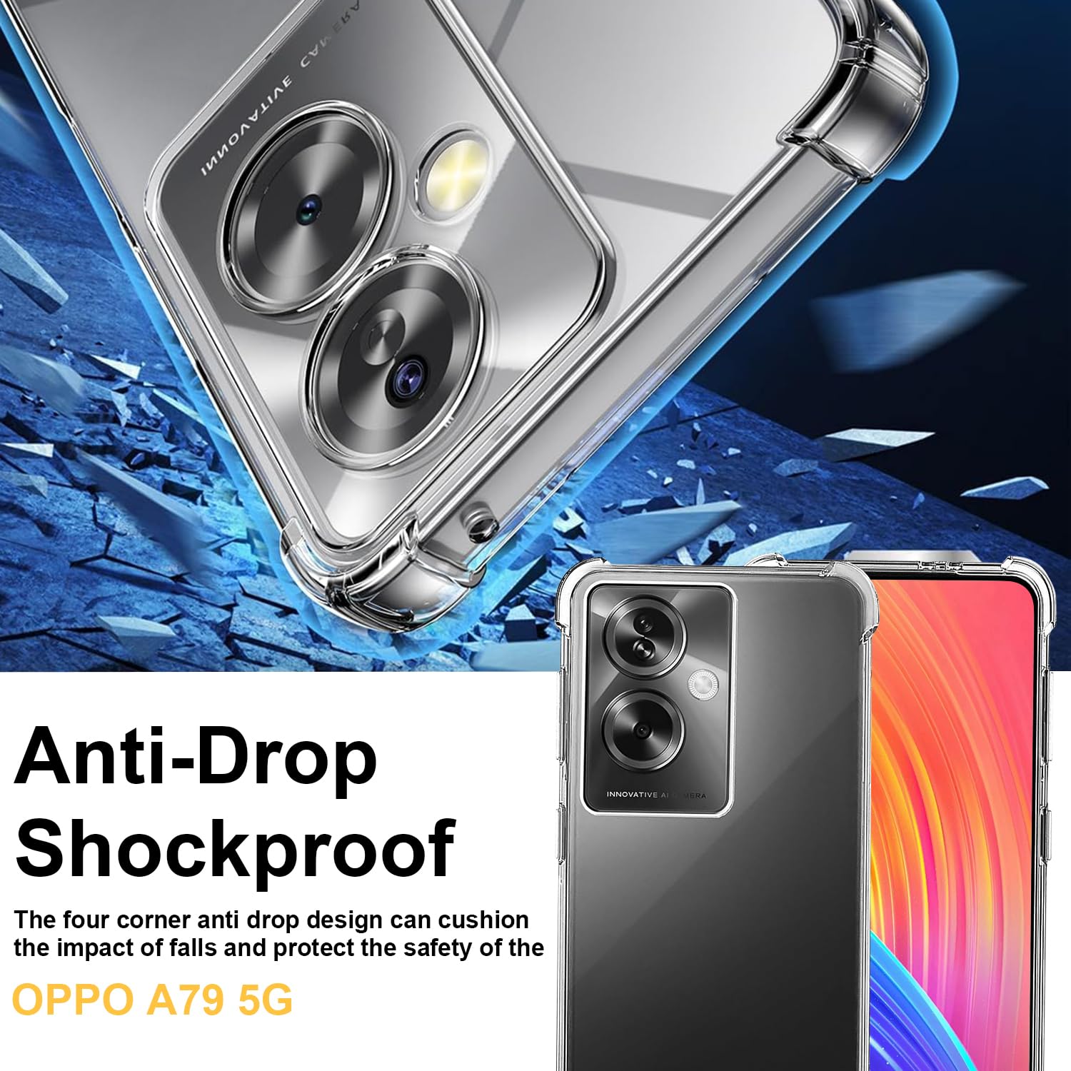 ISOI Cover E Vetro Protettivo Per OPPO A79 5G – 2 Pellicole + Custodia Trasparente Antiurto - 4
