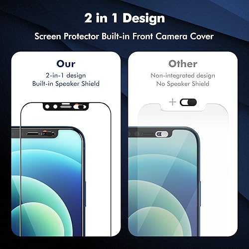 Miniatura 2 de KIWIHOME Protector de pantalla integrado para cámara frontal compatible con iPhone 12 Mini 2020 de 5.4 pulgadas, cubierta de pantalla de vidrio