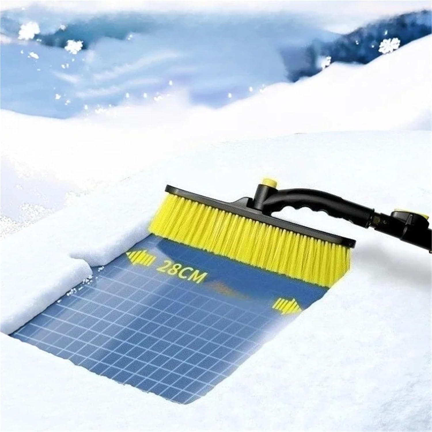 Extendable Heavy-Duty Snow Brush Ice Scraper Shovel with Foam Handle Auto Cleaning Remover