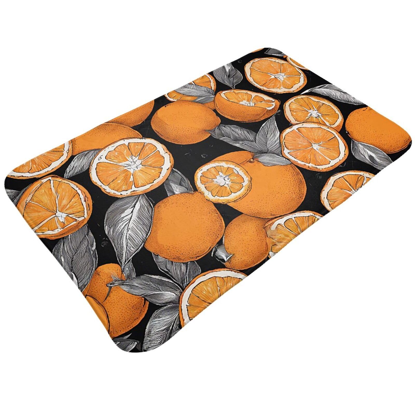 Colorful Peach Print Living Room Bathroom Kitchen Anti Slip and Absorbent Carpet, Indoor Entrance Door Muddy Floor Mat, Ultra Soft Washable Carpet 21x31.5 Inches