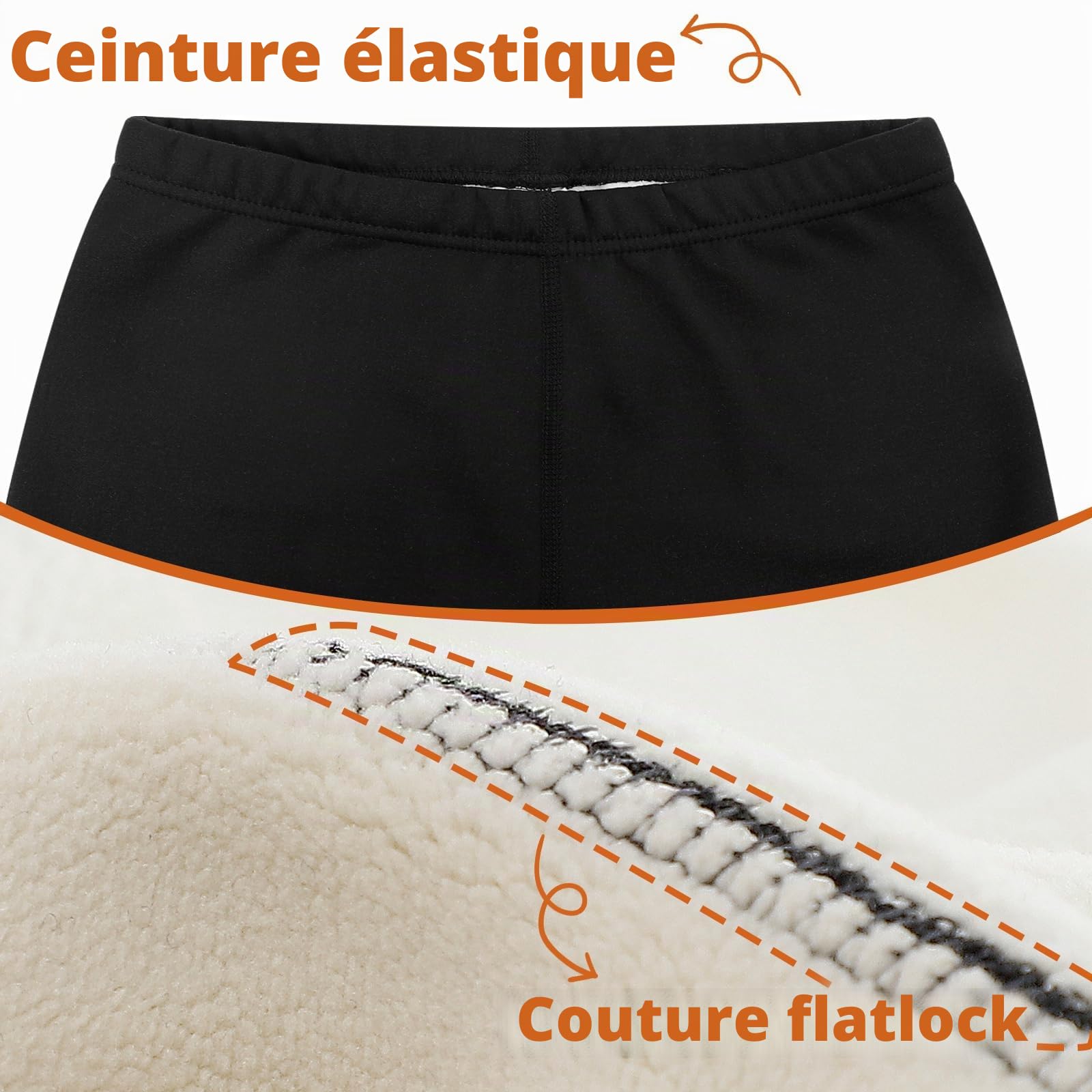MASOCIO Lot de 2 Legging Polaire Chaud Fille Pantalon Thermique Enfants Broderie de Lapin 4-13 Ans