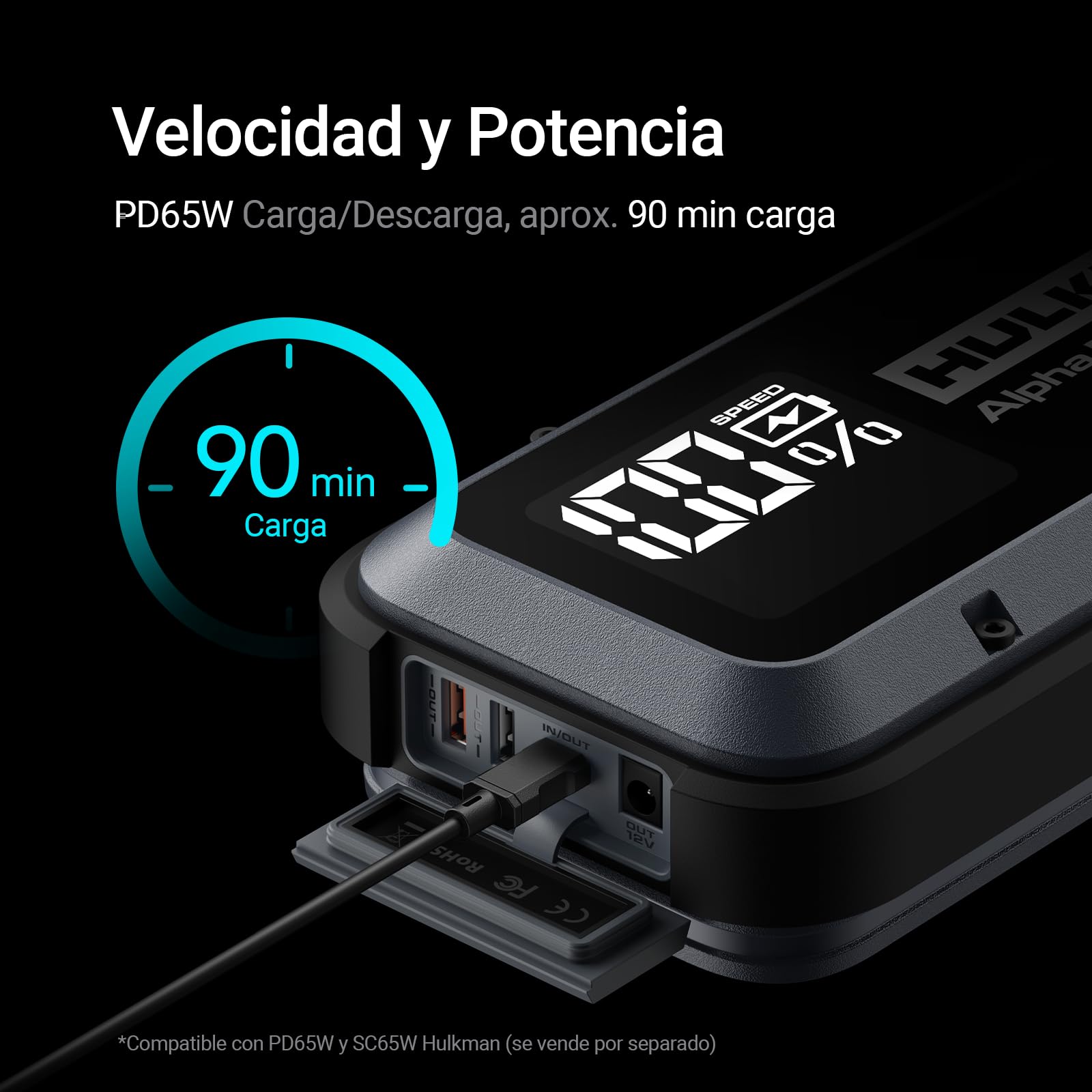 HULKMAN Alpha MAX,2500A 88.8Wh,Gris Espacial Arrancador de Batería de Coche, Caja de Arranque Portátil 12V con Tecnología de Arranque a -40°F, para Motores de Gasolina 9.0L y Diésel 6.5L
