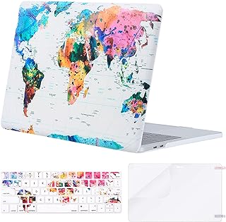 MOSISO Compatible with MacBook Pro 13 inch Case M2 2023, 2022, 2021-2016 A2338 M1 A2251 A2289 A2159 A1989 A1708 A1706, Plastic Pattern Hard Shell Case&Keyboard Cover&Screen Protector, World Map
